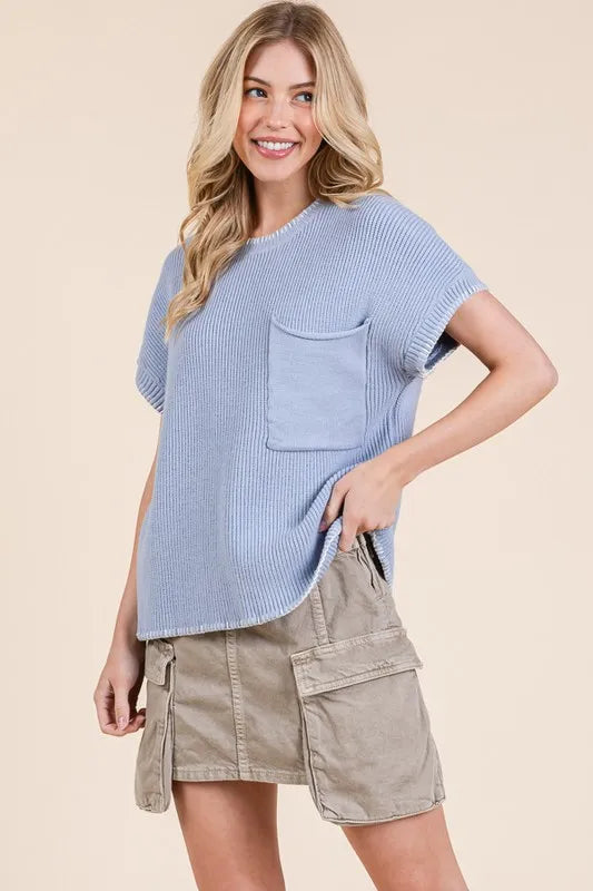 Cap Sleeve Knit Sweater