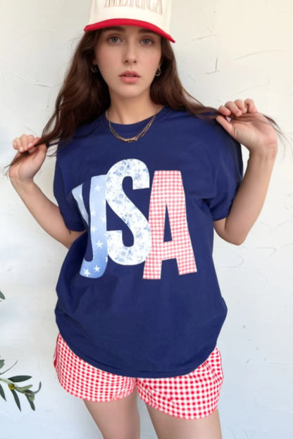 USA Patchwork Graphic T-Shirt - Back View