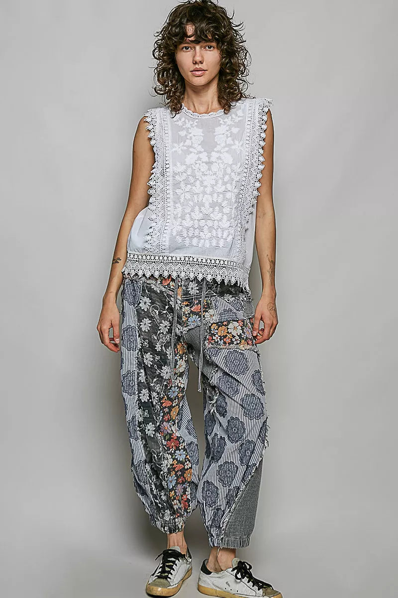 Embroidered Lace Sleeveless Top