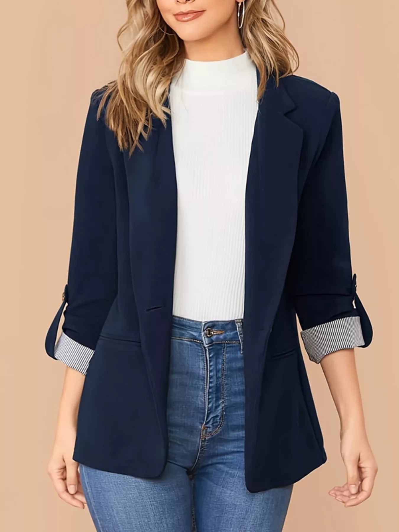 Modern Rolled Sleeve Blazer