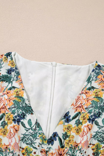 Floral Print Ruffle Hem Mini Dress - Detail View 5