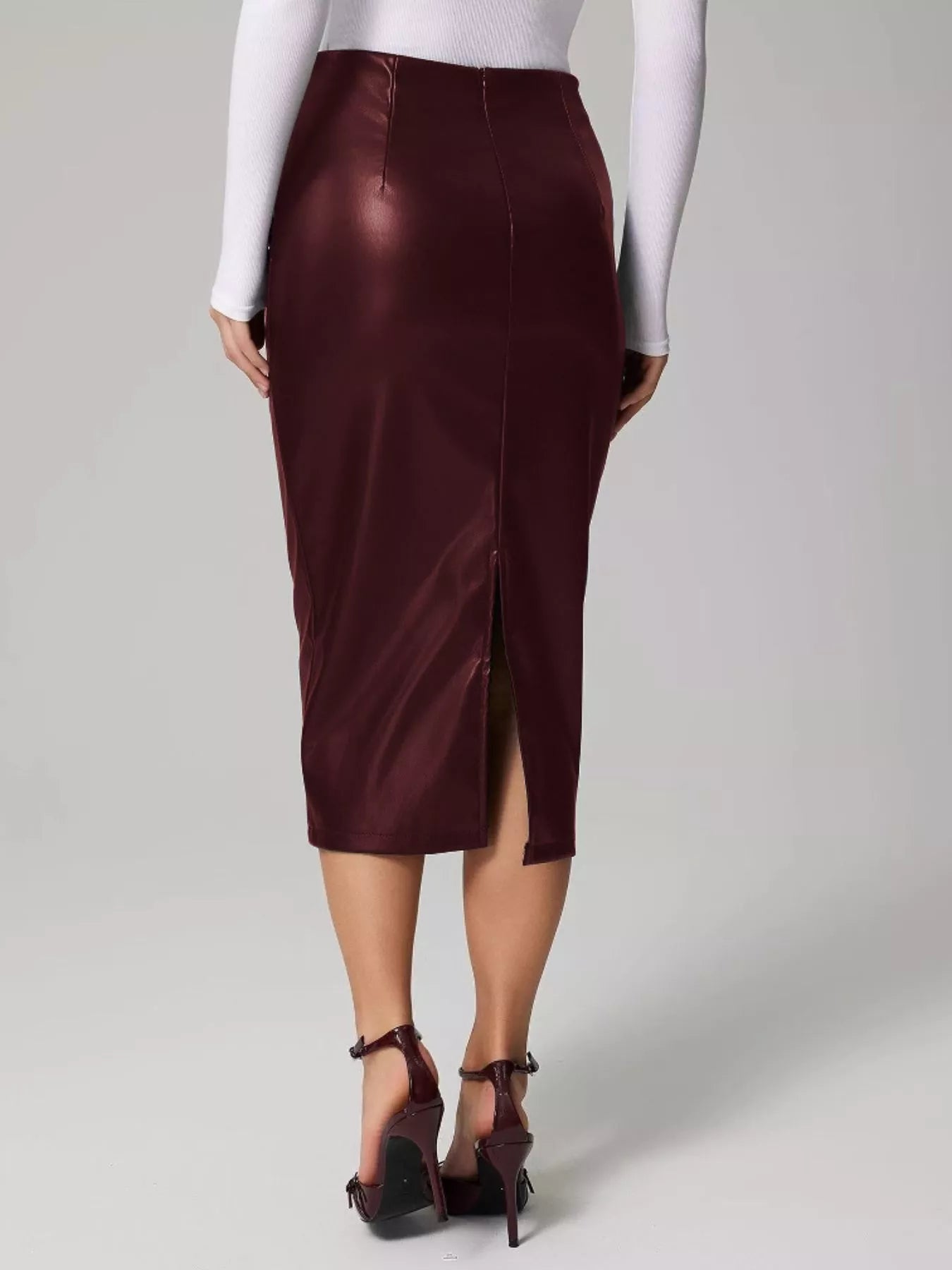 High-waisted Vegan Leather Skirt