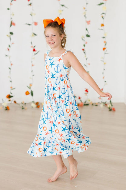 Anchors Away Ruffle Maxi Dress - Side View