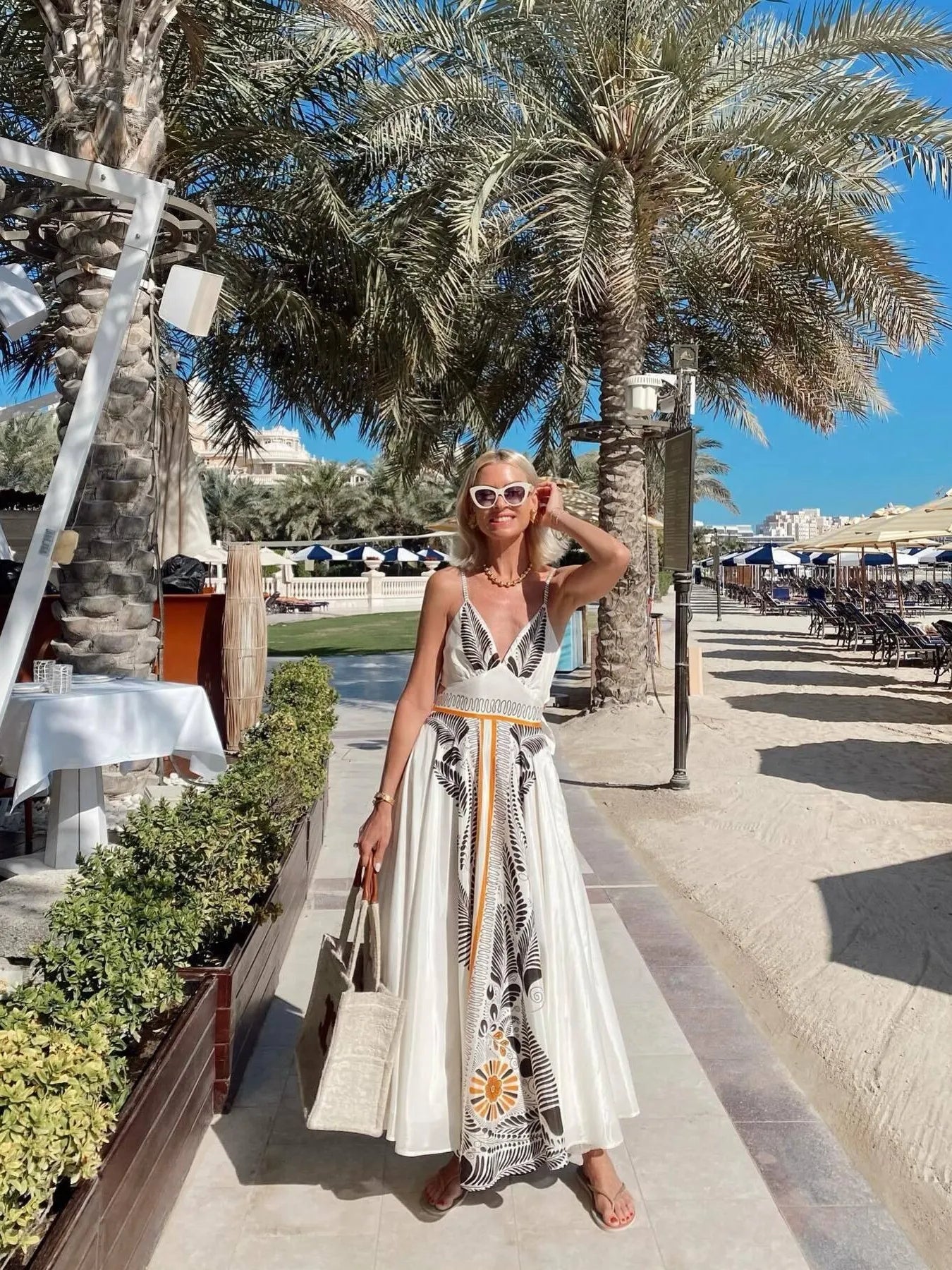 Santorini Styled V-Neck Maxi Dress