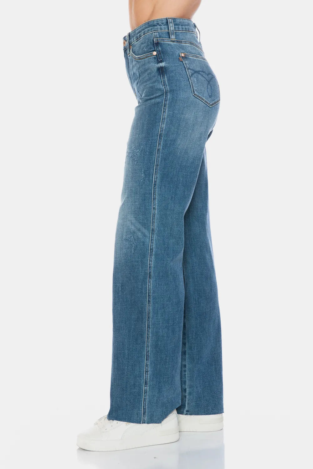Raw Hem Straight Jeans with Tummy Control - Detail View 6