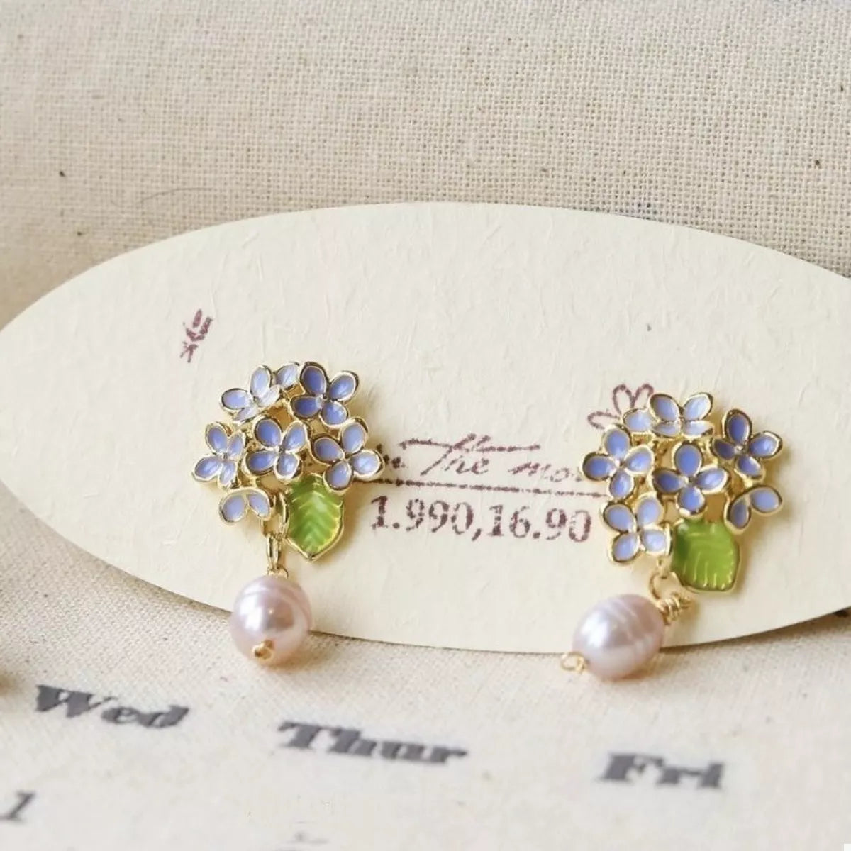 Flower Pearl Drop Earrings