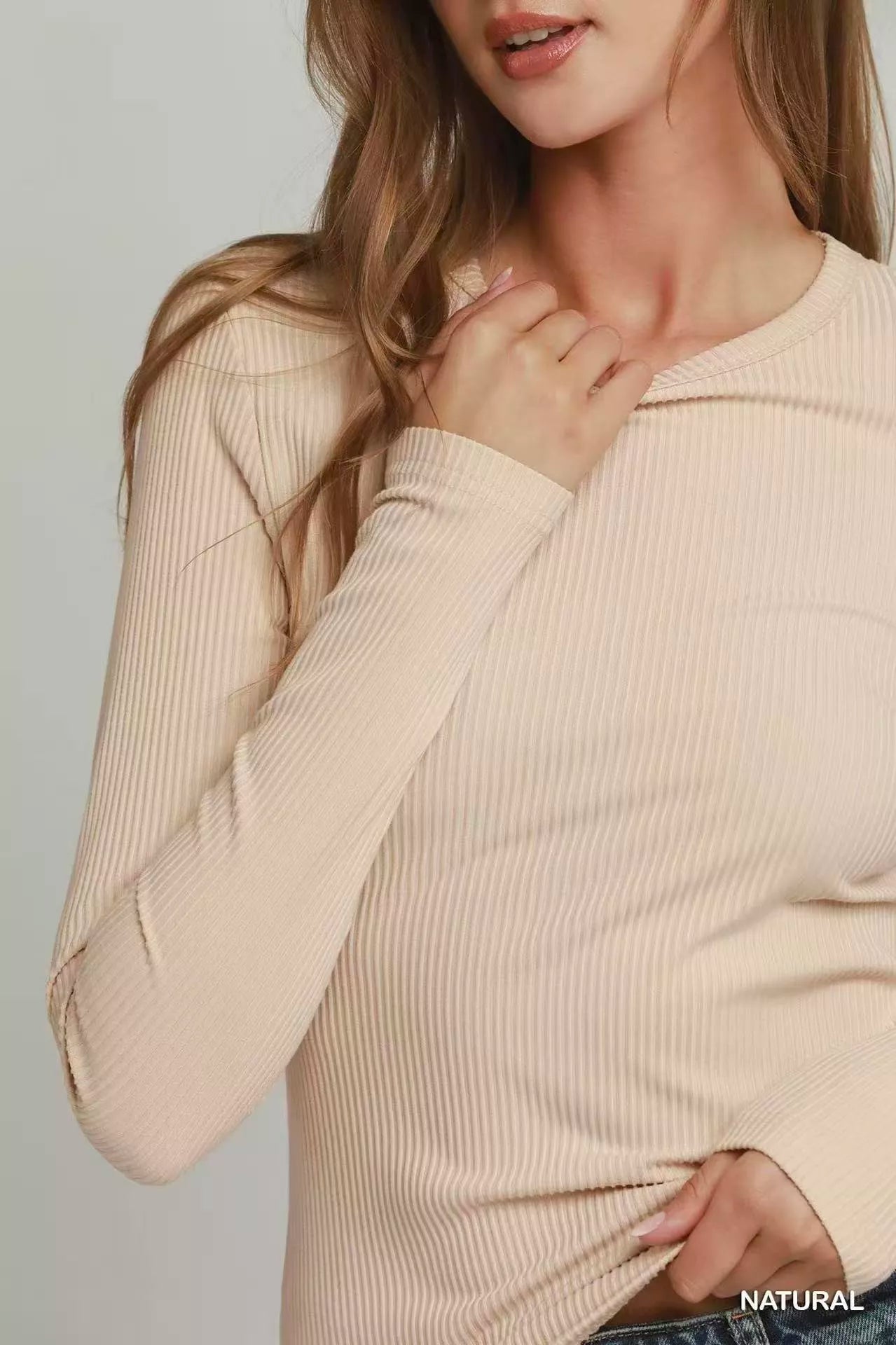 Brushed Rib Long Sleeve Top