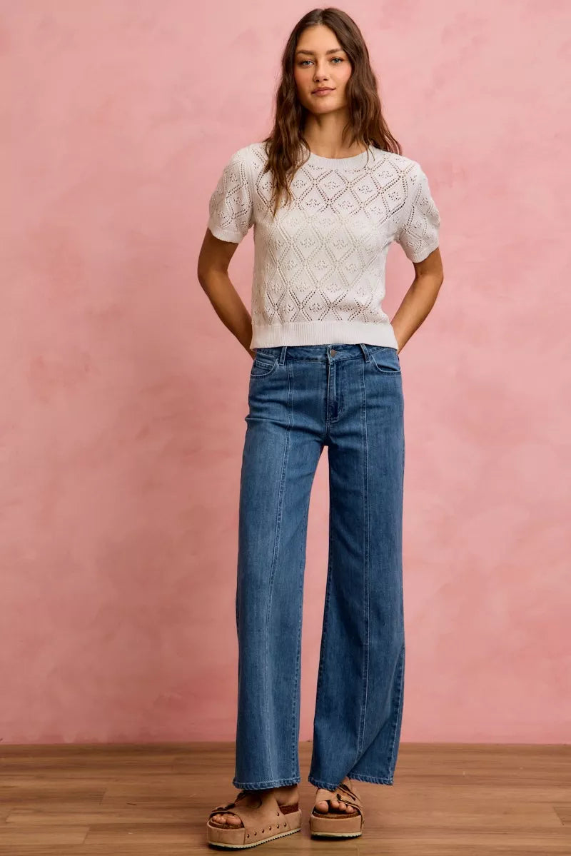 Seam Detail Mid Rise Denim Jeans