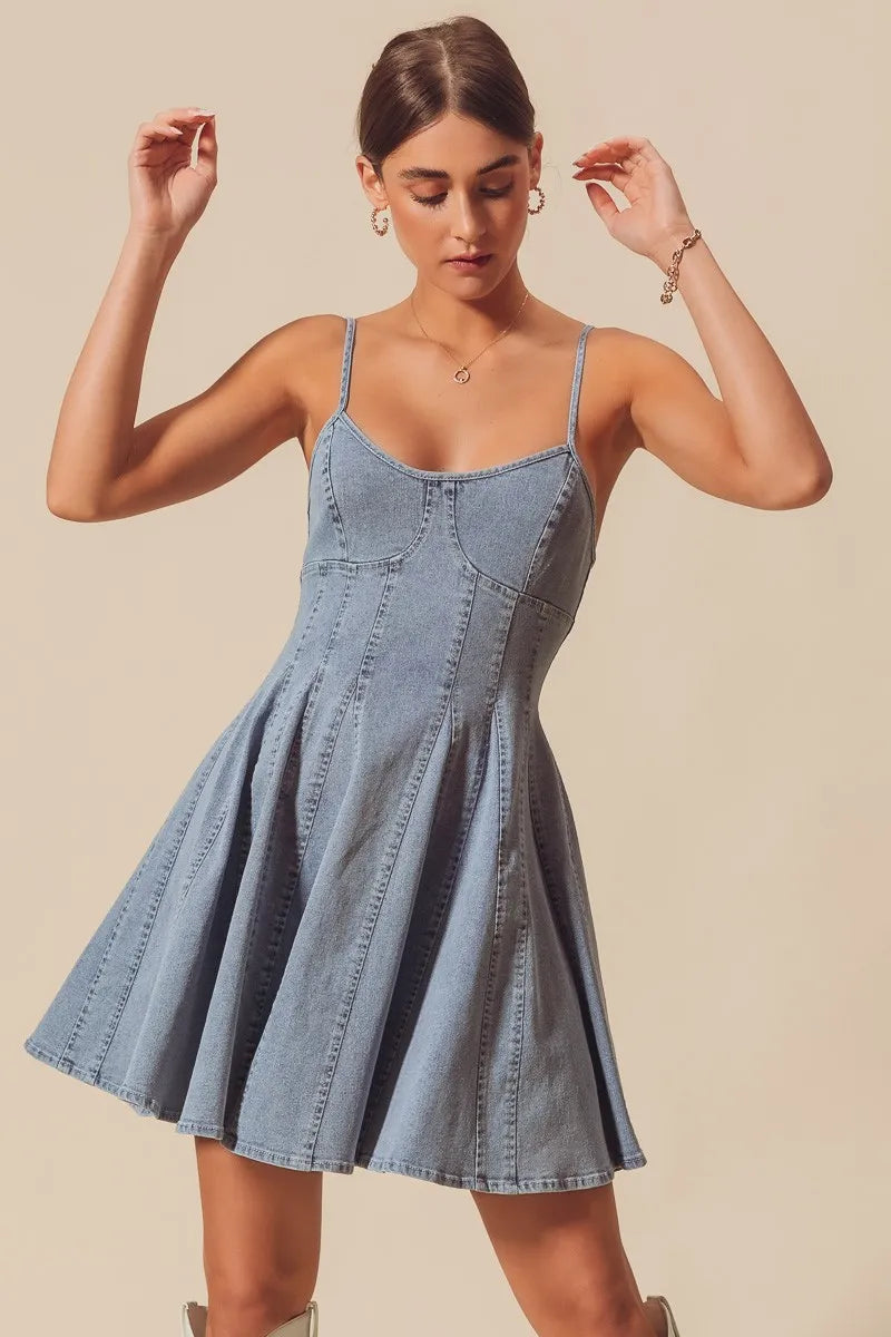 Fit and Flare Denim Mini Dress