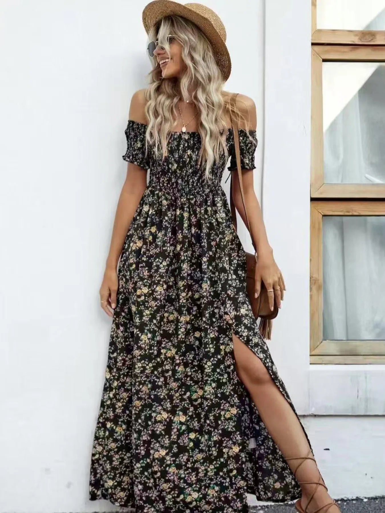Off-Shoulder Floral Maxi Dress