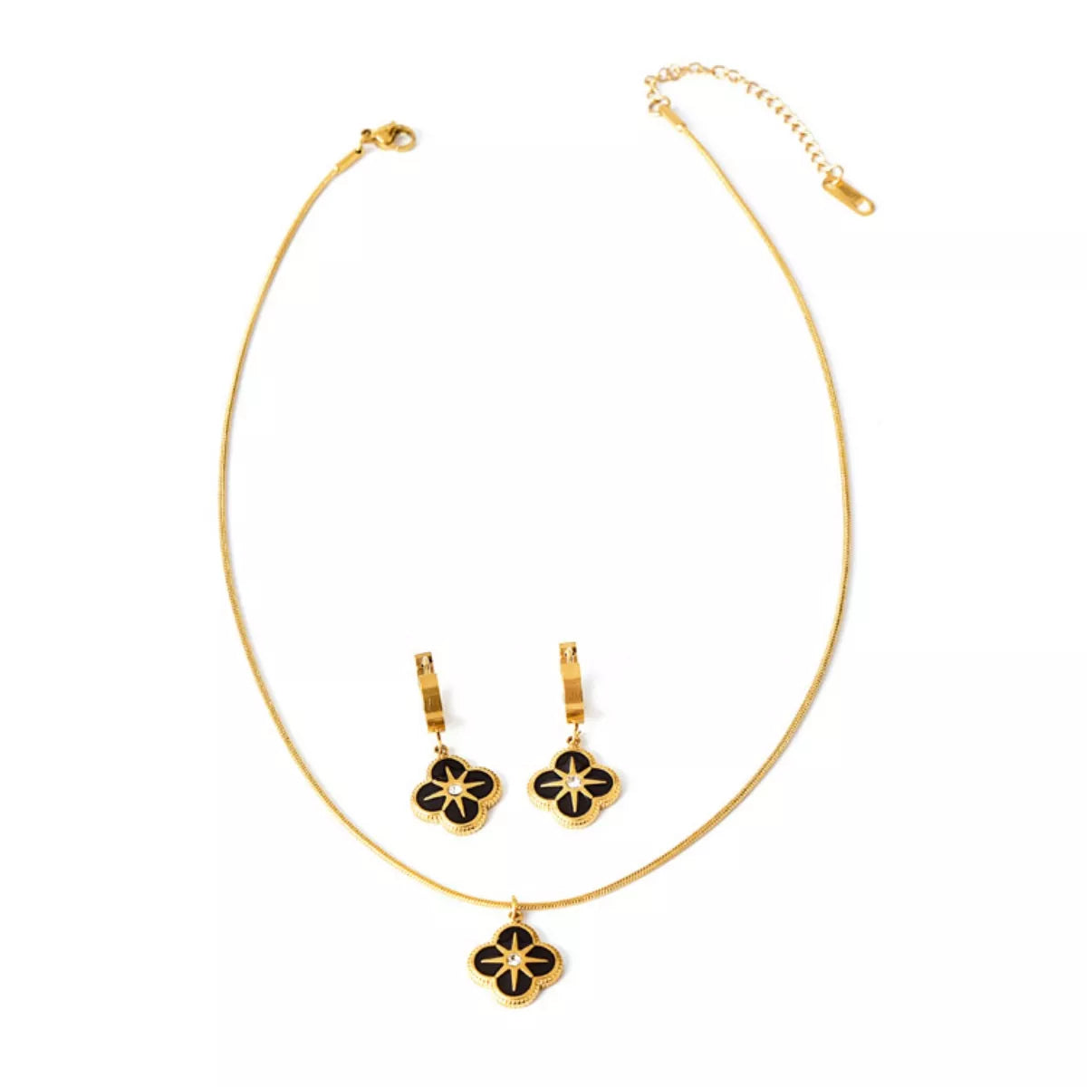 Clover Pendant Necklace and Earrings Set