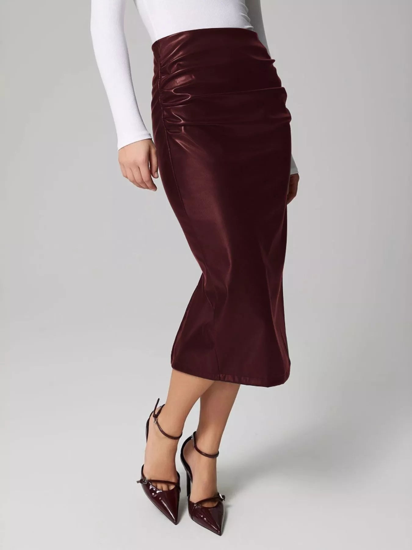 High-waisted Vegan Leather Skirt