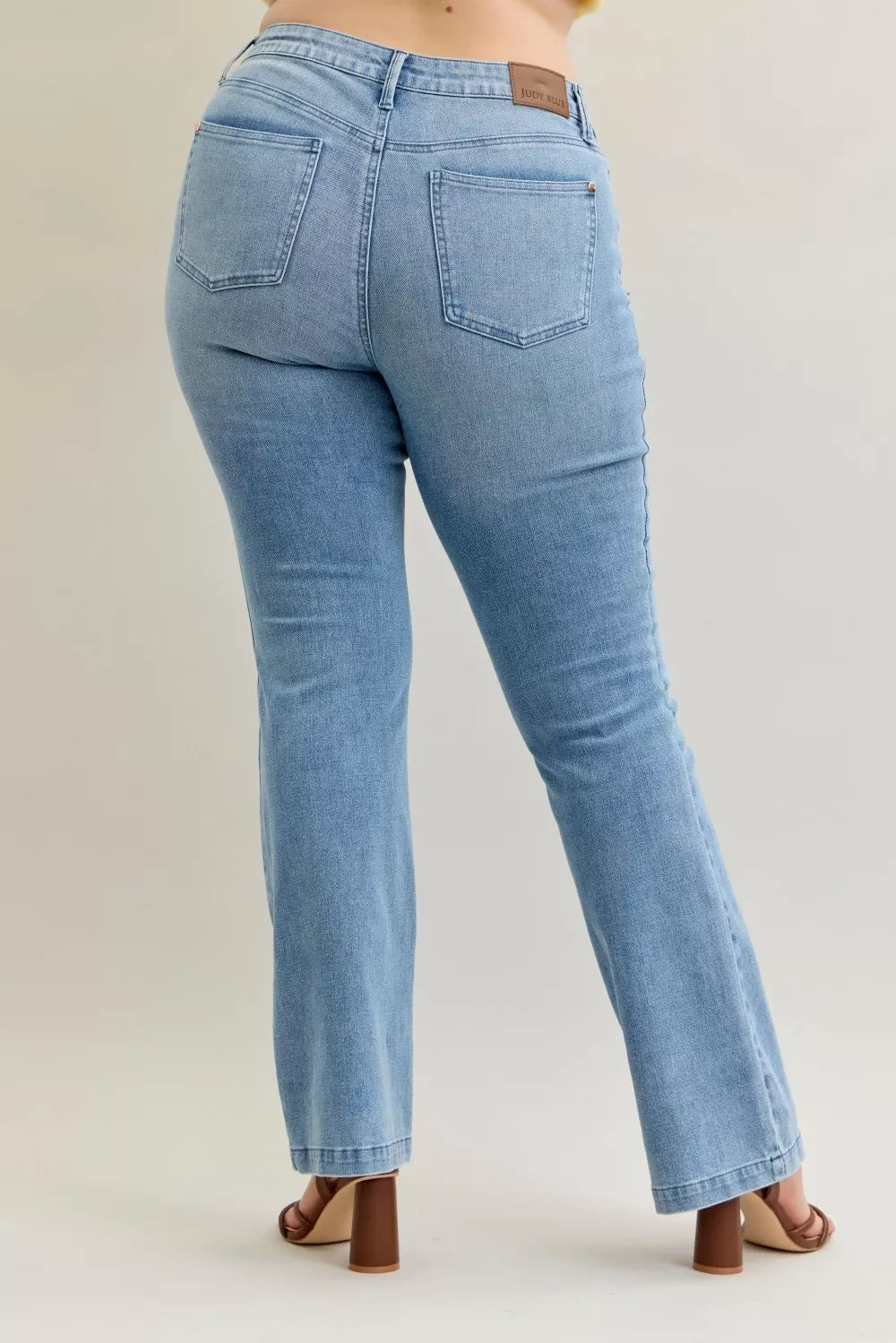 Mid-Rise Bootcut Jeans with Contrast Wash
