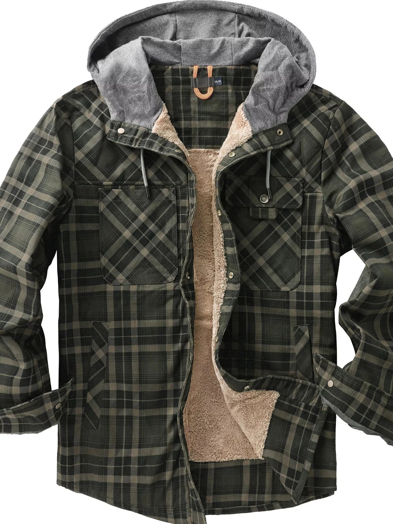Men's Plaid Flannel Hooded Jacket