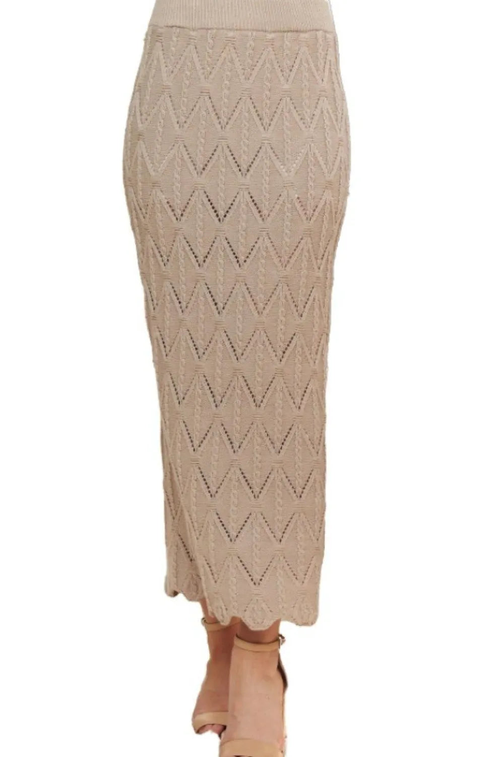 Scallop Trim Detail Knit Skirt