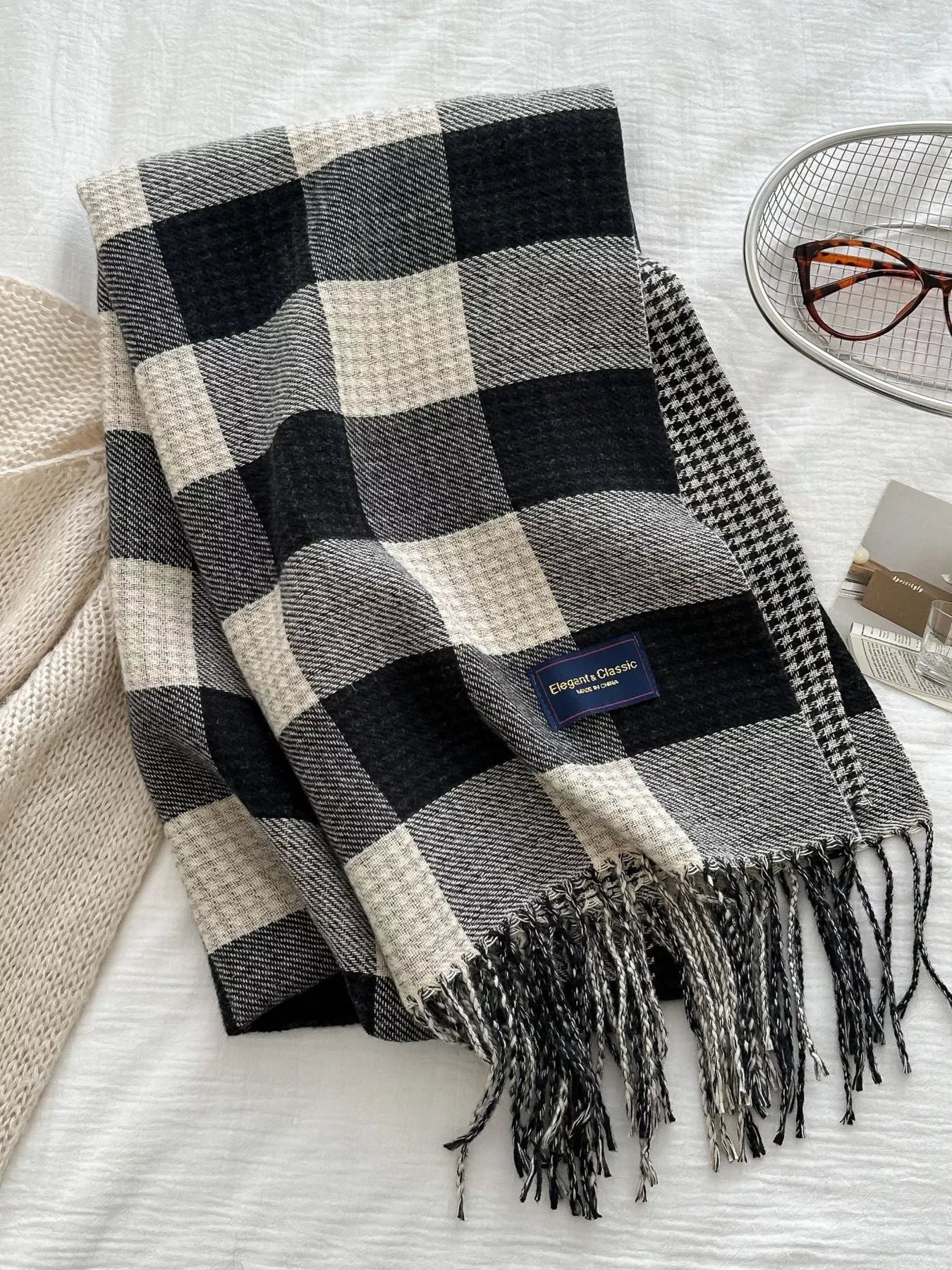 Plaid Tassel Scarf