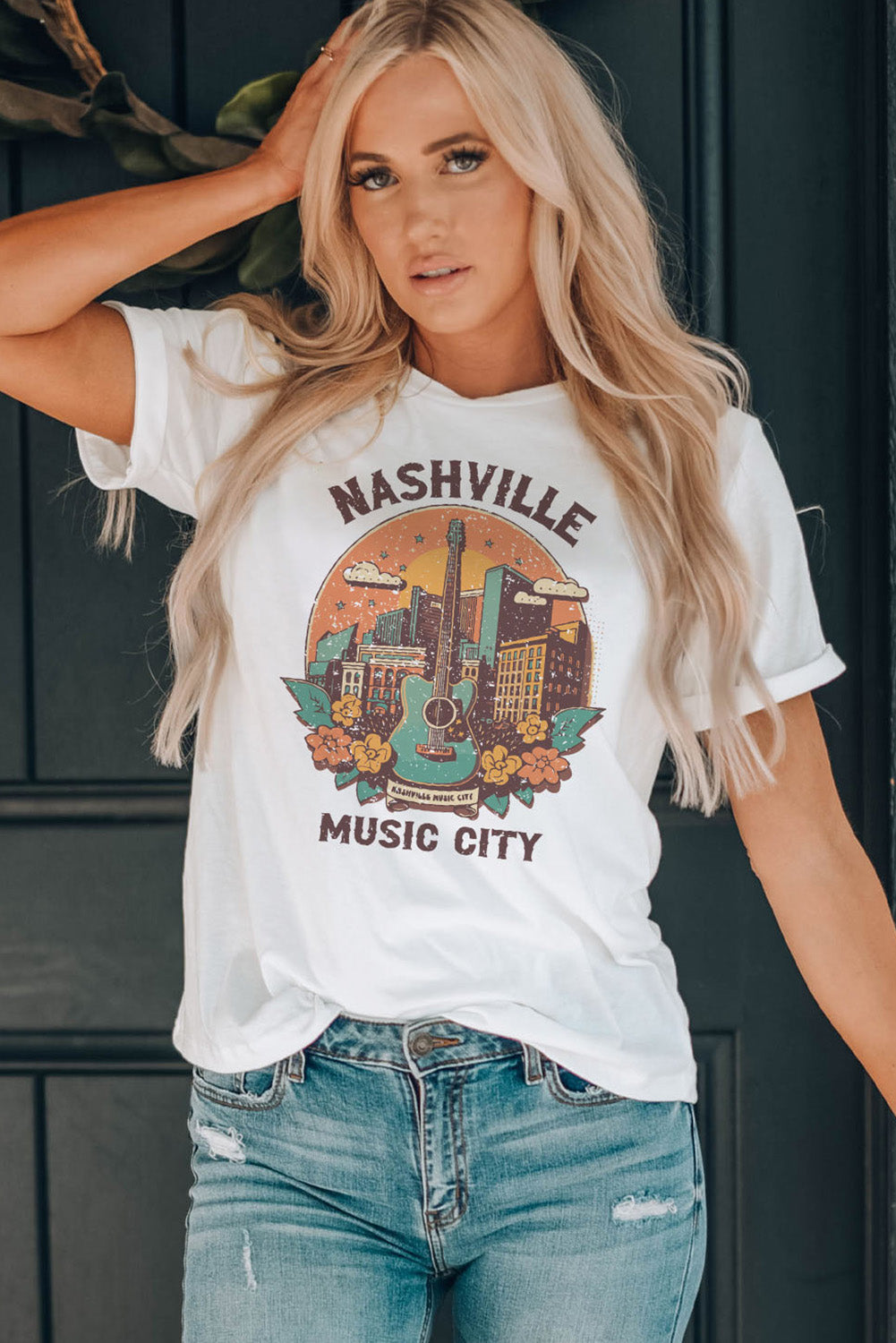 Nashville Music City Graphic Print Tee