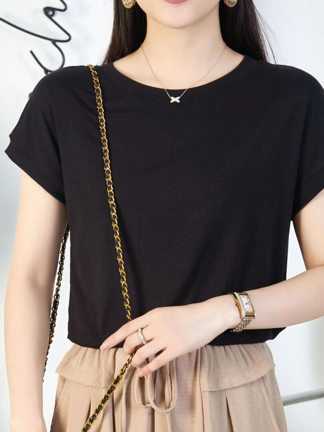 Women's Classic Tee with Cuffed Sleeves