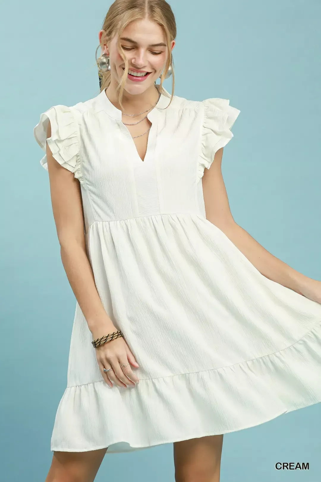 Ruffle Sleeve Babydoll Dress