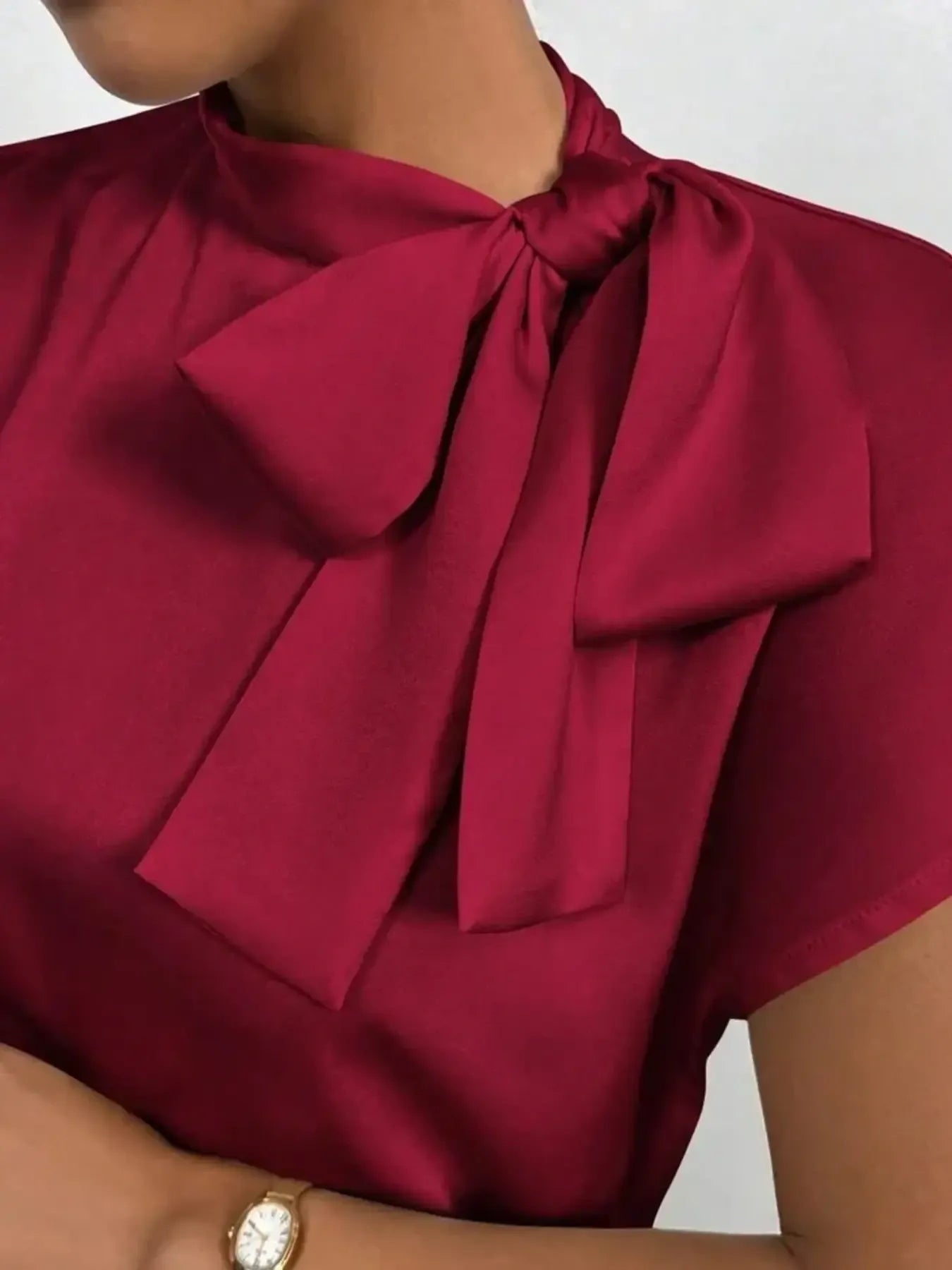 Satin Bow-Tie Blouse
