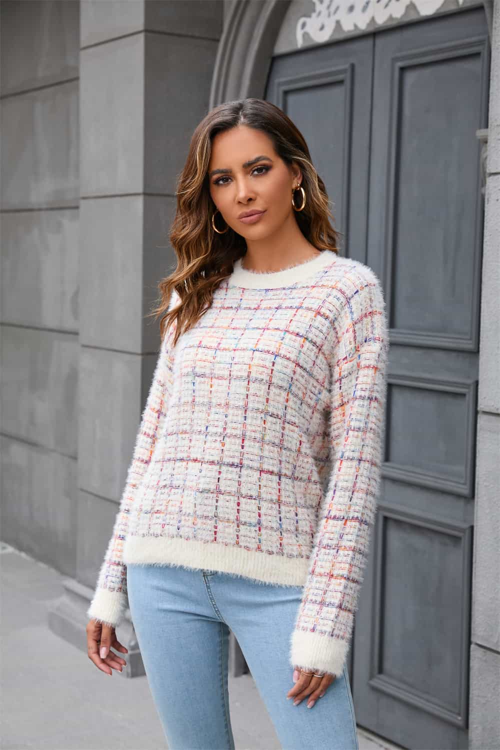 Cozy Plaid Pullover Sweater