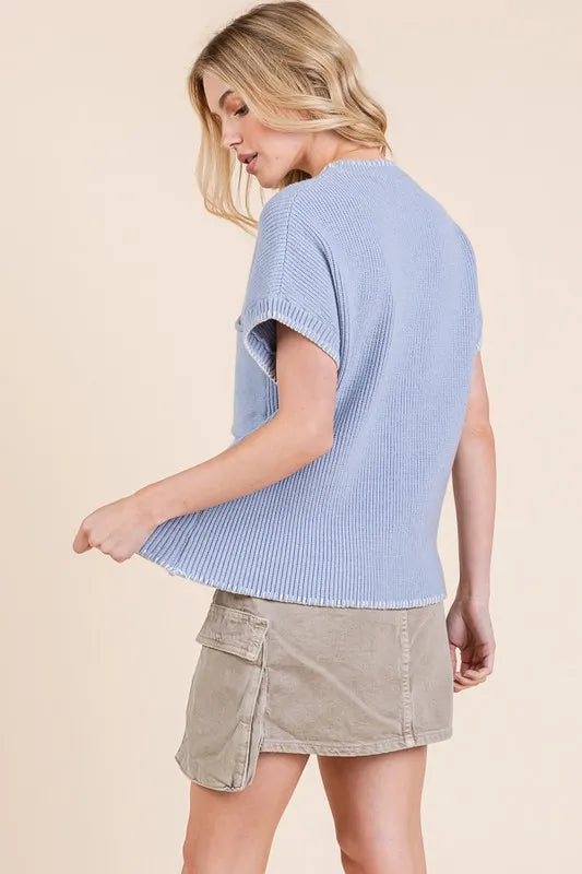 Cap Sleeve Knit Sweater