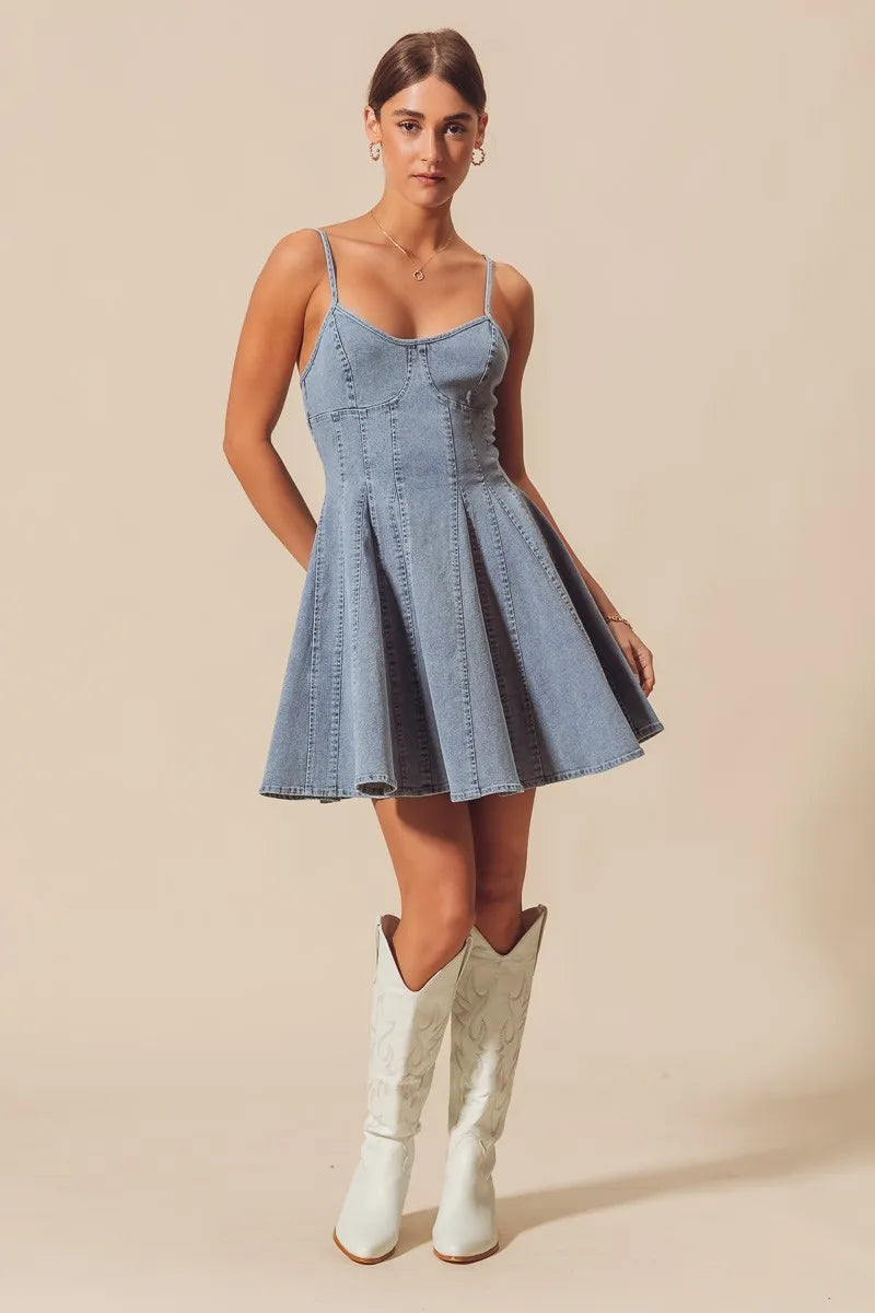 Fit and Flare Denim Mini Dress