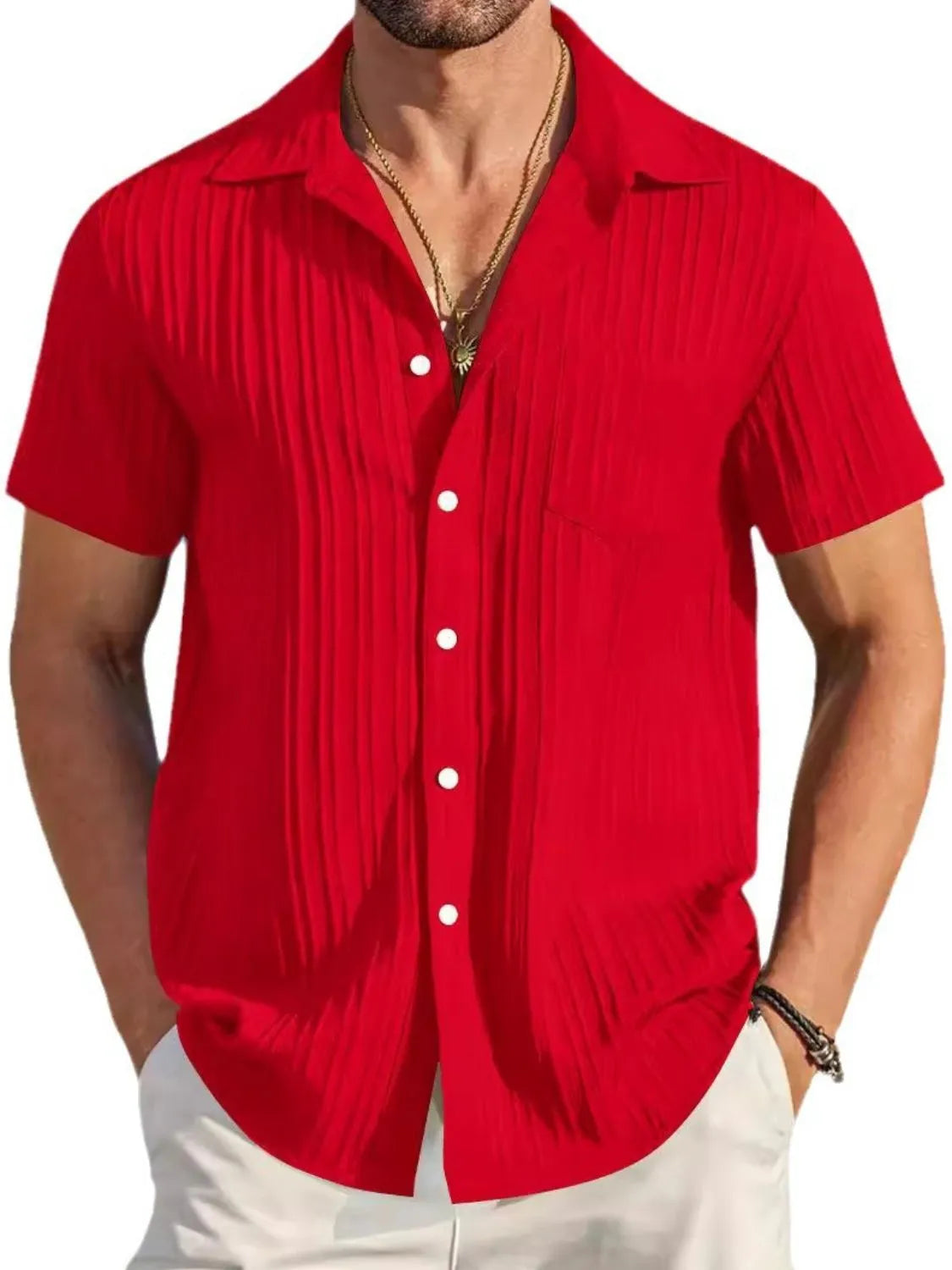 Men's Breezy Button-Up Short Sleeve Shirt