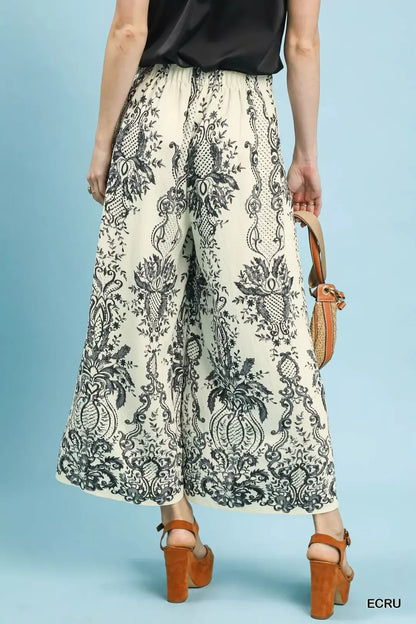 Border Print Wide Leg Pants - Side View