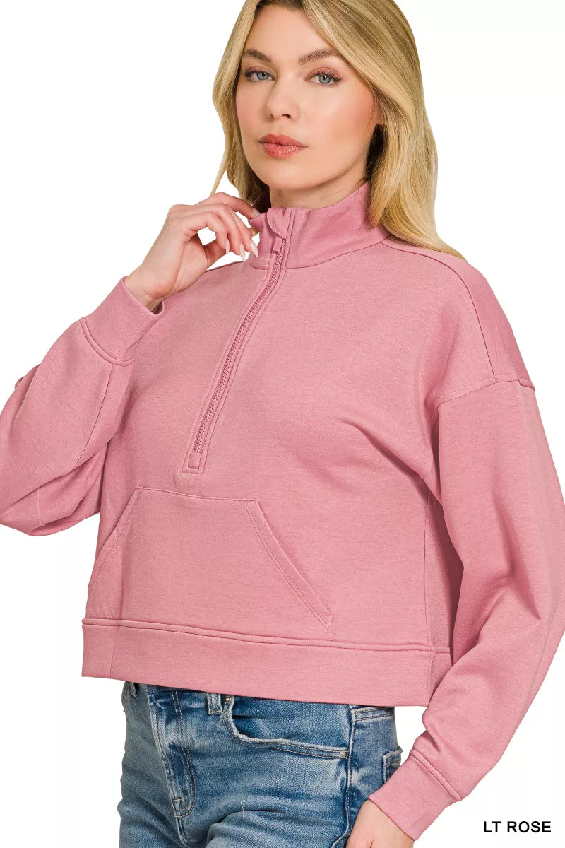 Scuba Half Zip Crop Pullover