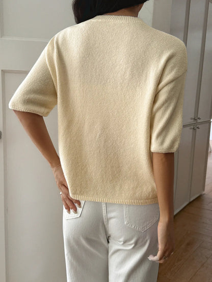 Ribbed Hem Round Neck Sweater - Side View