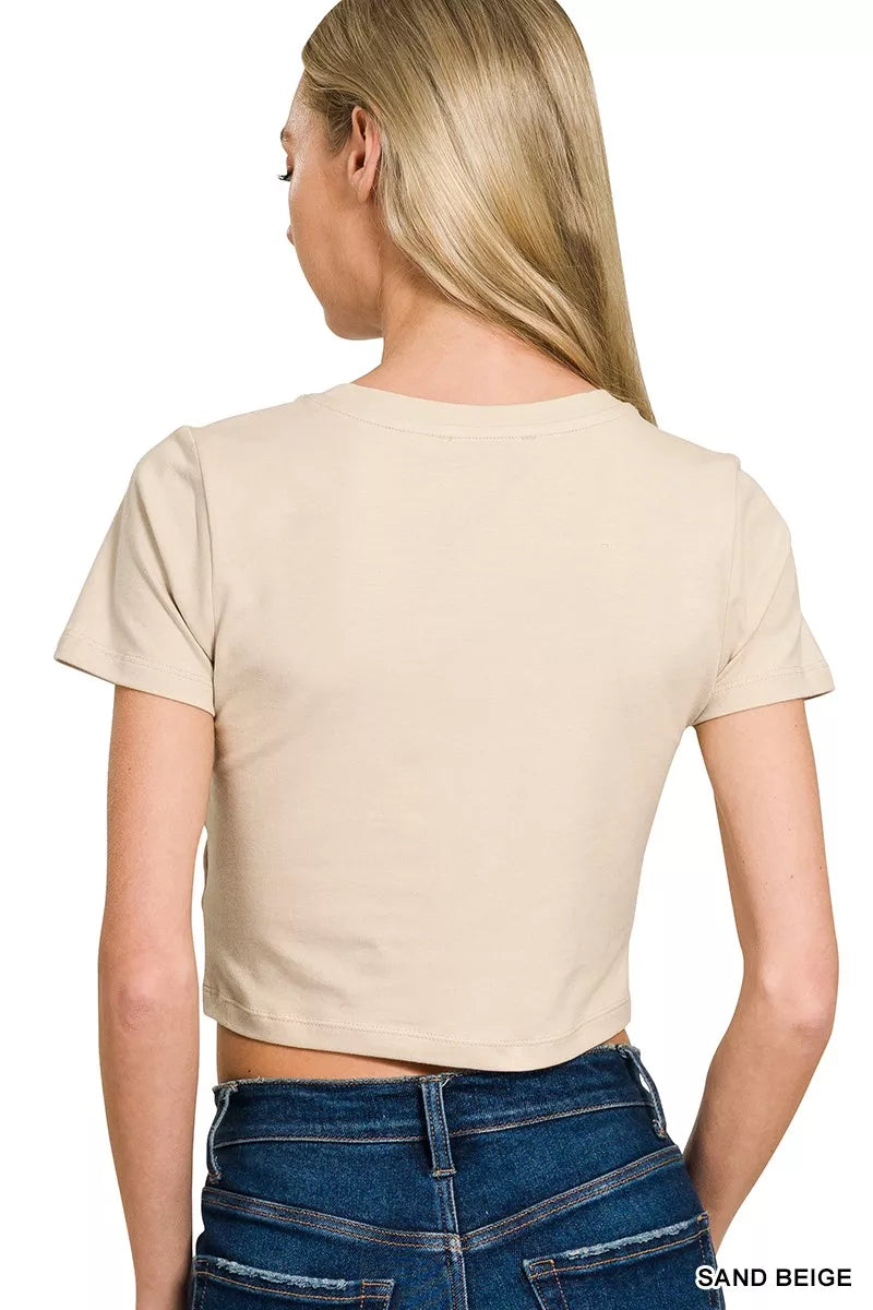 Essential Cotton Short Sleeve Cropped Top
