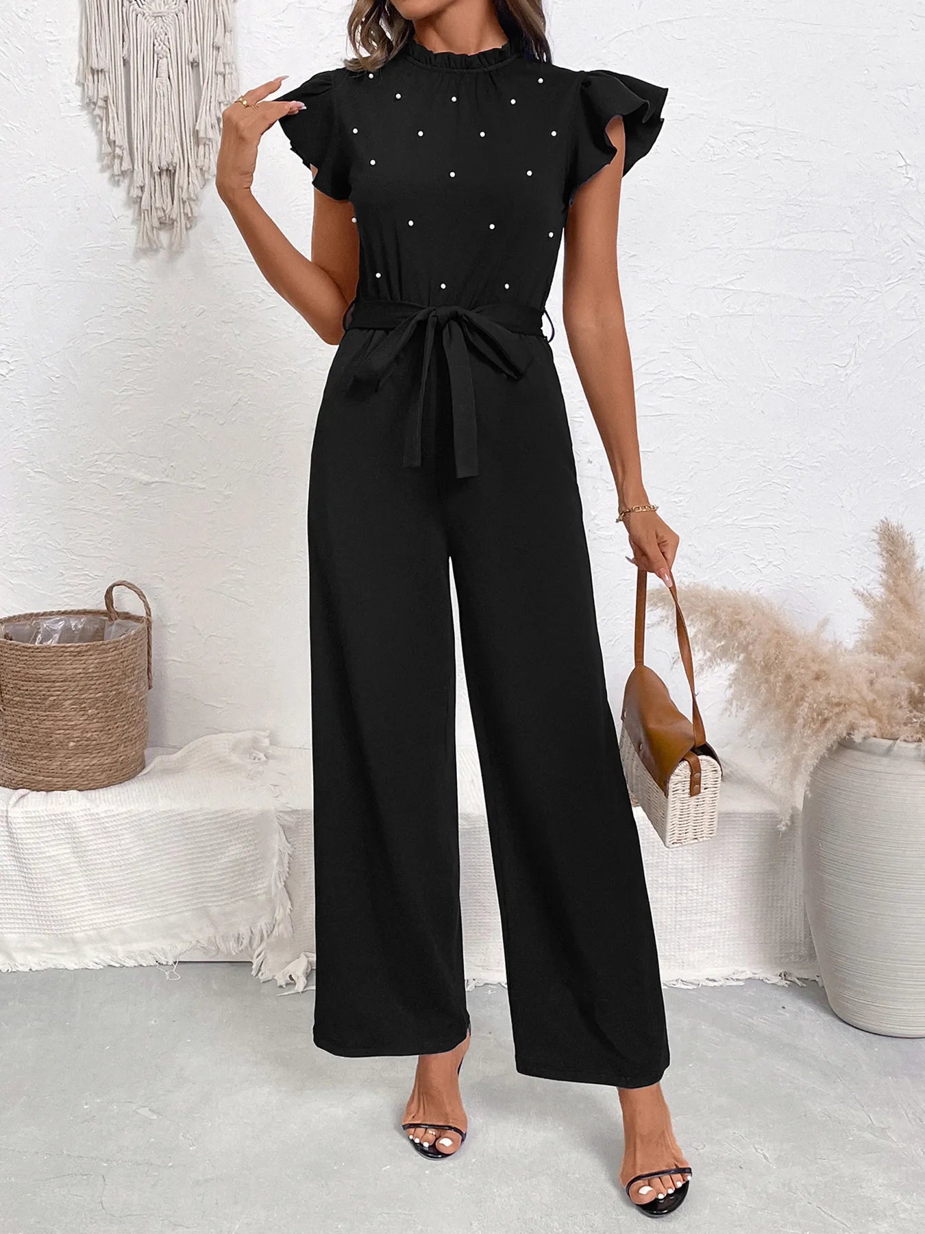 Pearl Top Cap Sleeve Jumpsuit