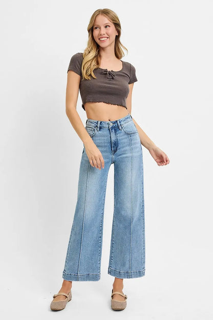 High Rise Crop Wide Leg Jeans - Detail View 6