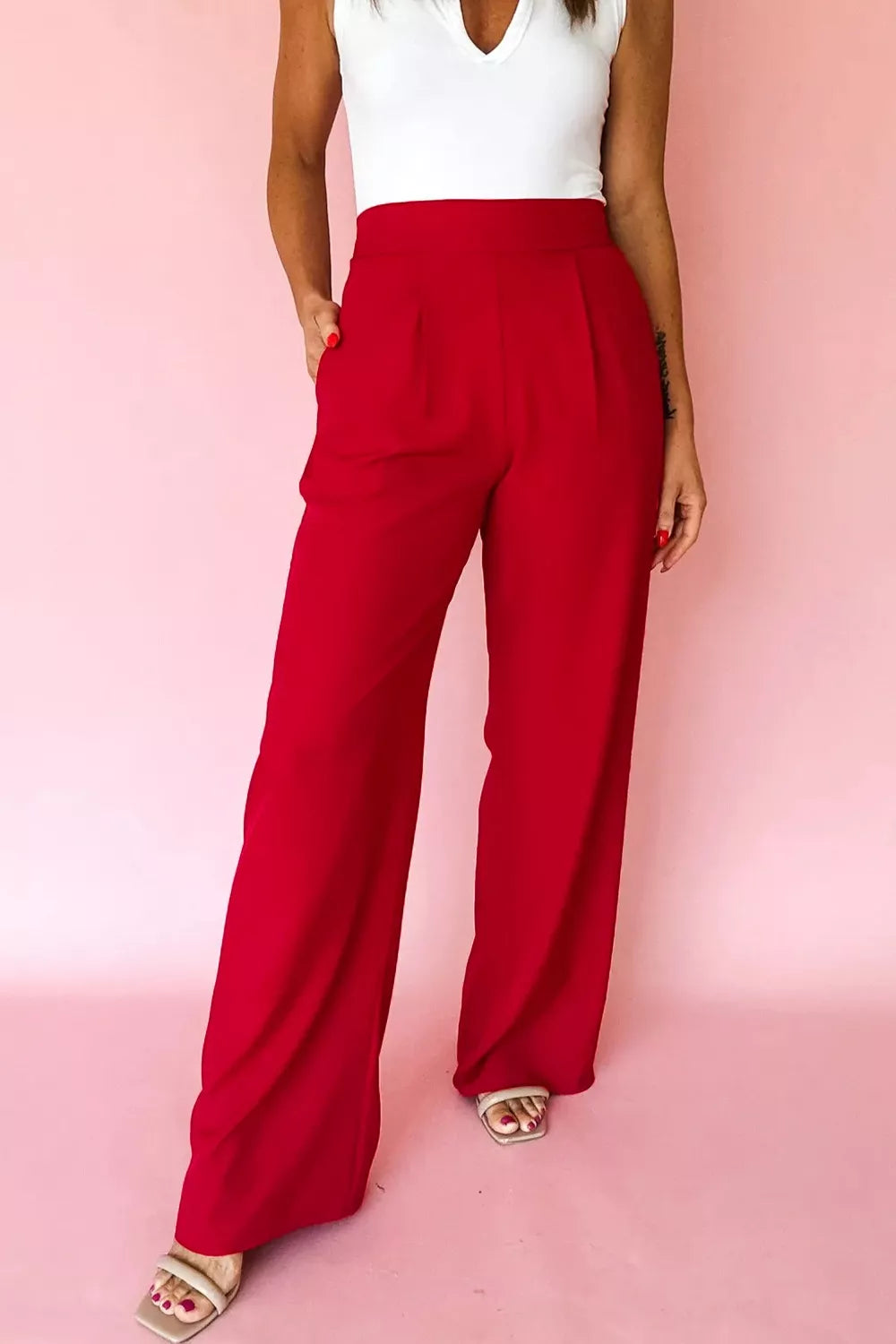 Perfectly Pleated Pull-On Pants - Back View