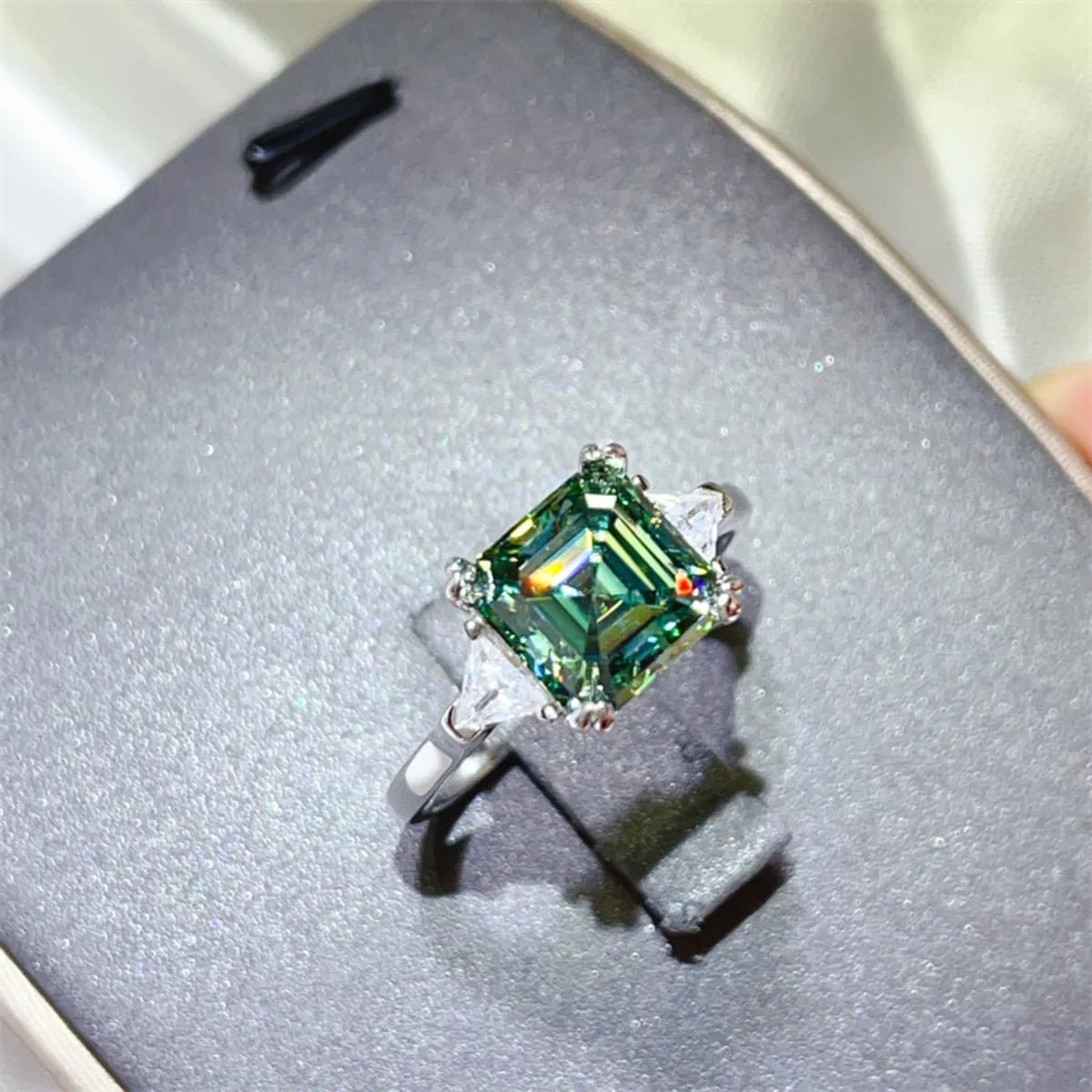 3 Carat Emerald Moissanite Ring