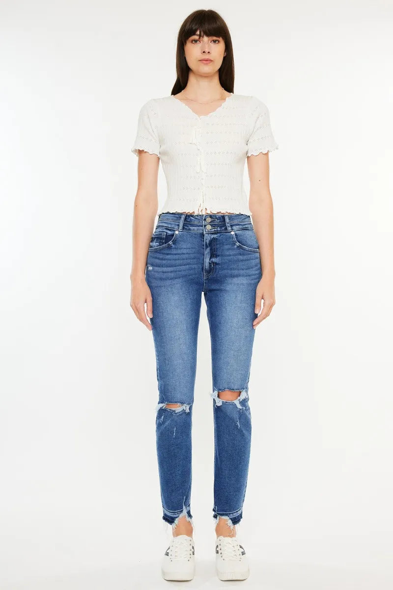 Women's High Rise Distressed Slim Jeans