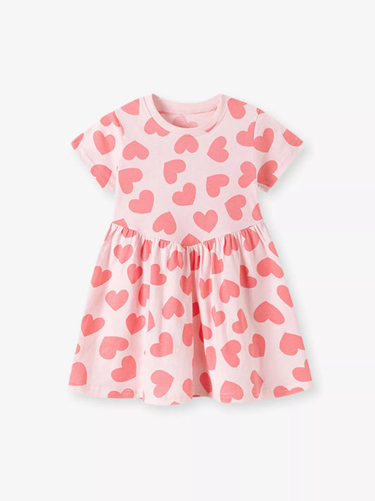 Girl's Heart Print Dress - Back View