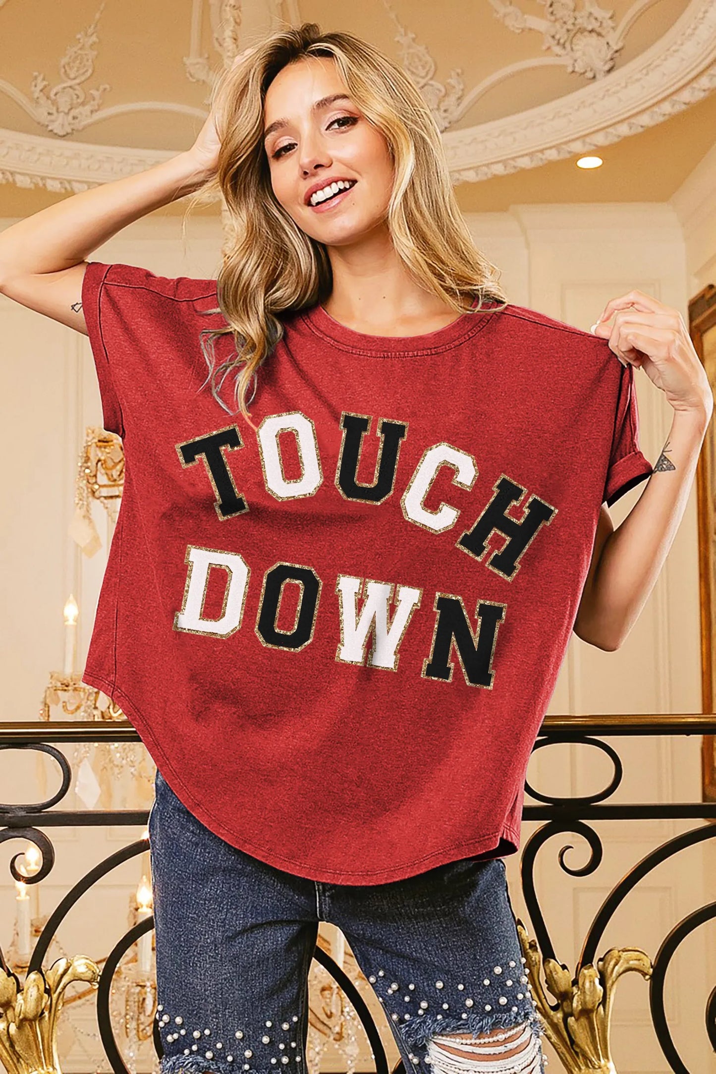 TOUCHDOWN Oversized Graphic T-Shirt