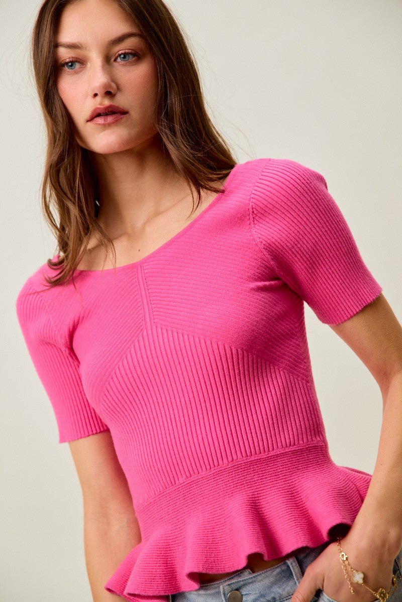 Ribbed Peplum Top