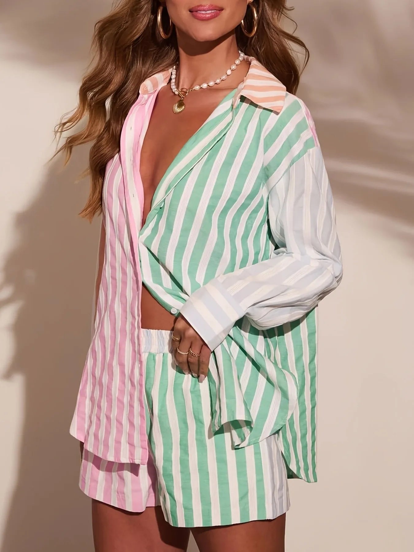 Candy Stripe Shirt and Shorts Set