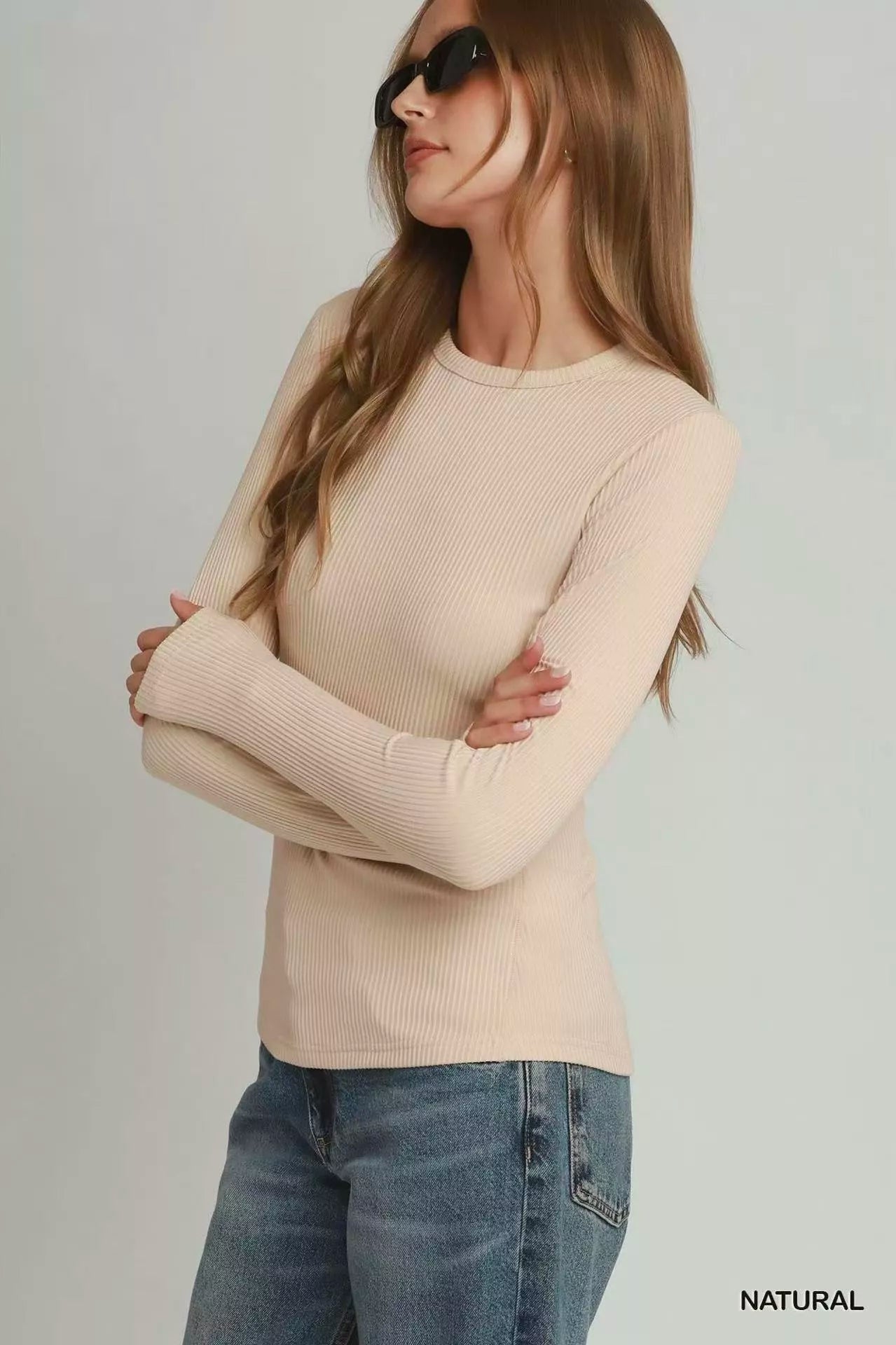 Brushed Rib Long Sleeve Top