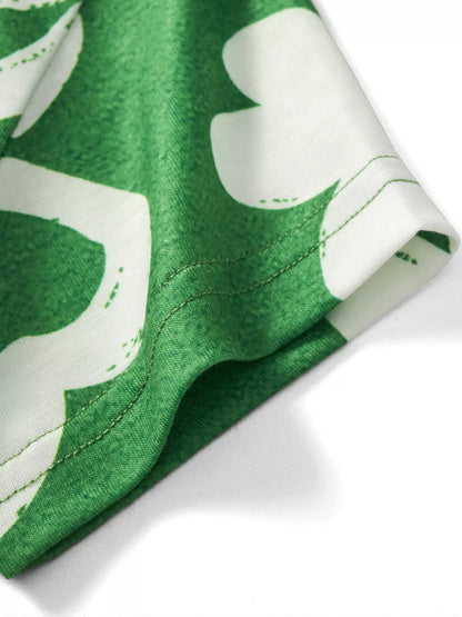 Lucky Clover Print T-Shirt and Shorts Set - Detail View 4