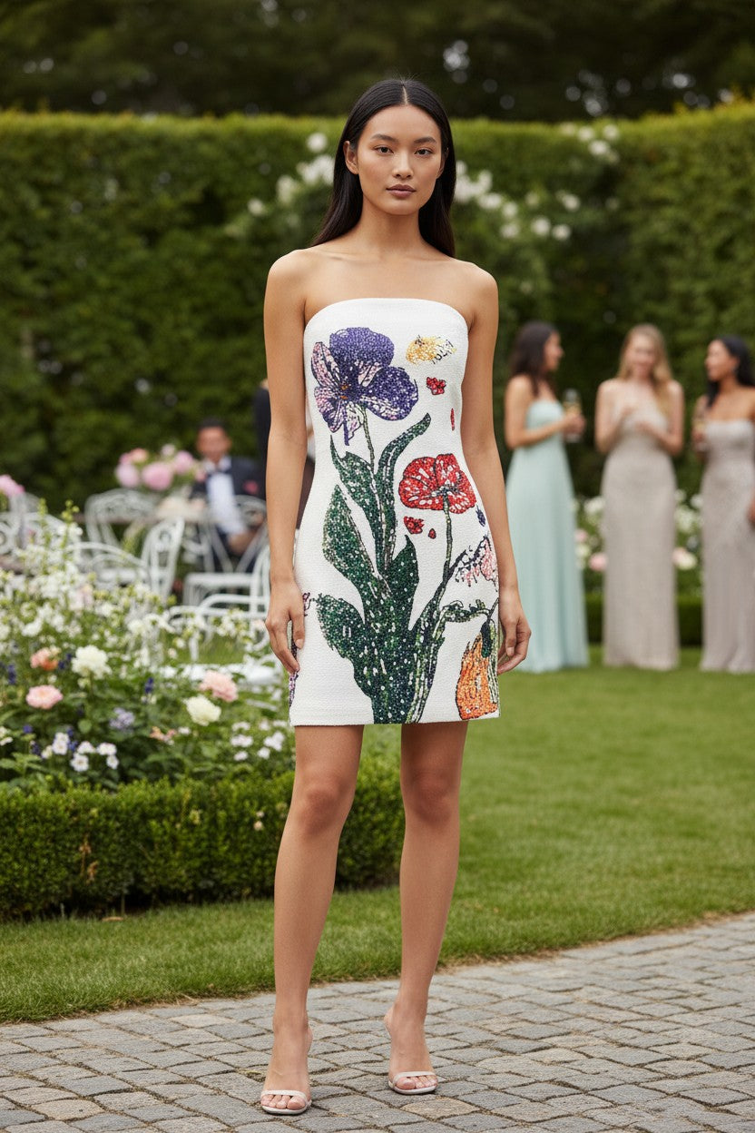 Strapless Floral Mini Dress