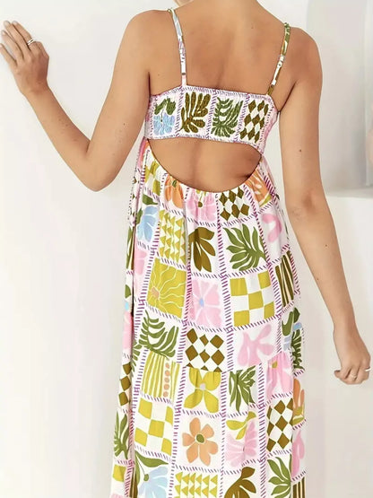 Patchwork Print Cutout Maxi Dress - Detail View 4