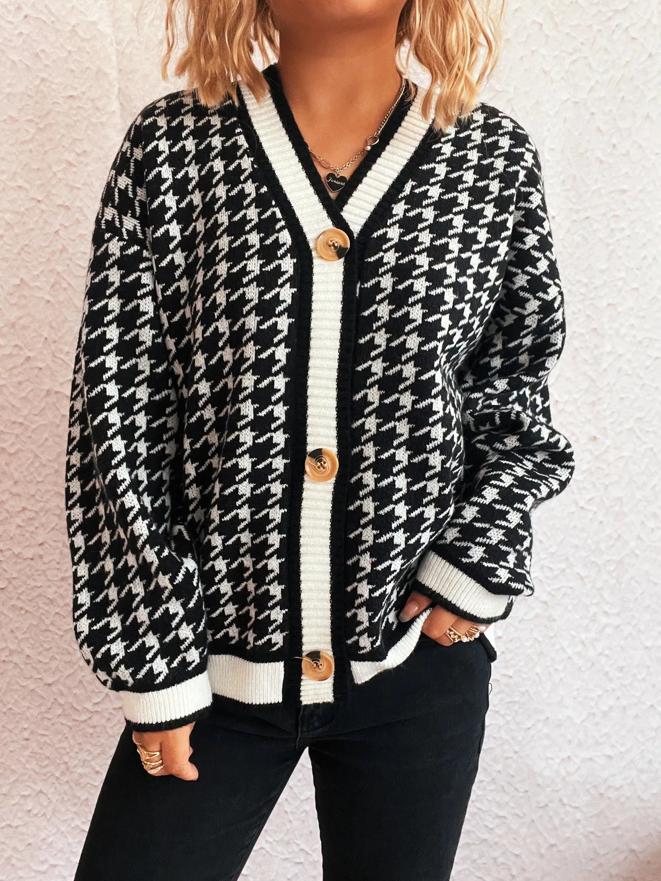 Houndstooth Oversized Cardigan