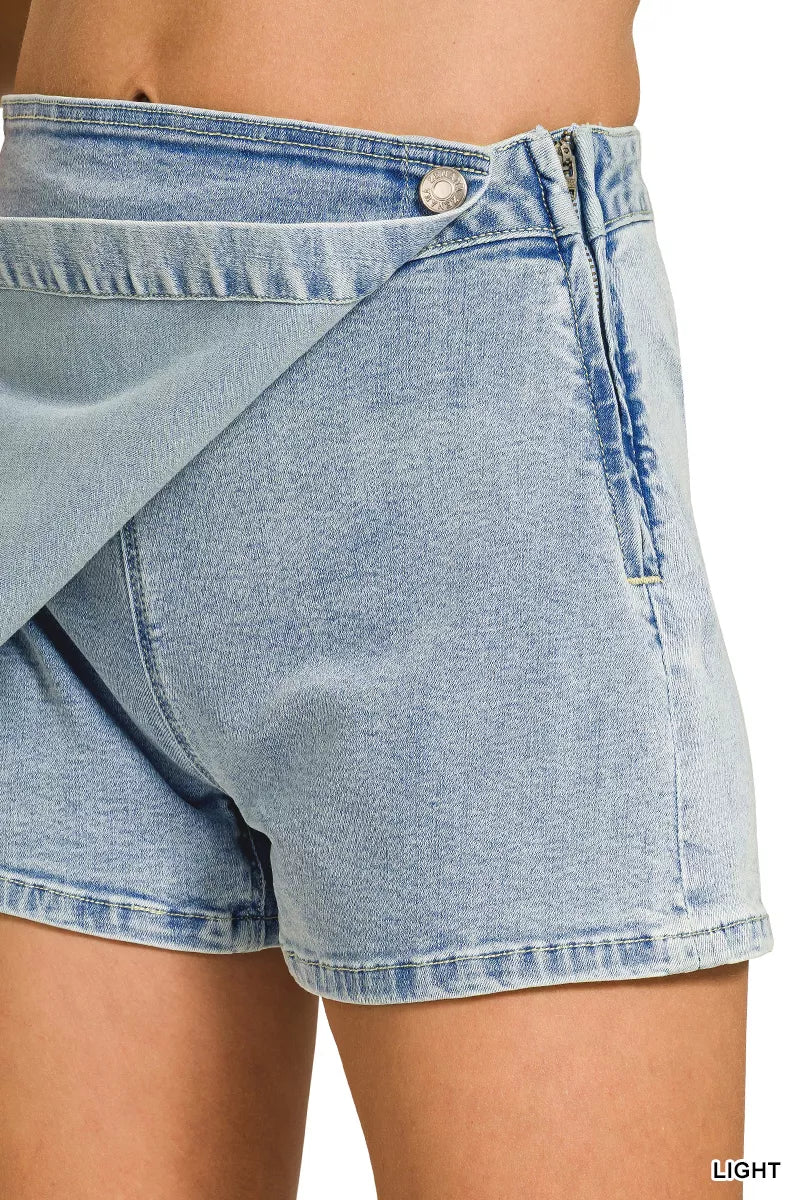Wrap Front Denim Skort