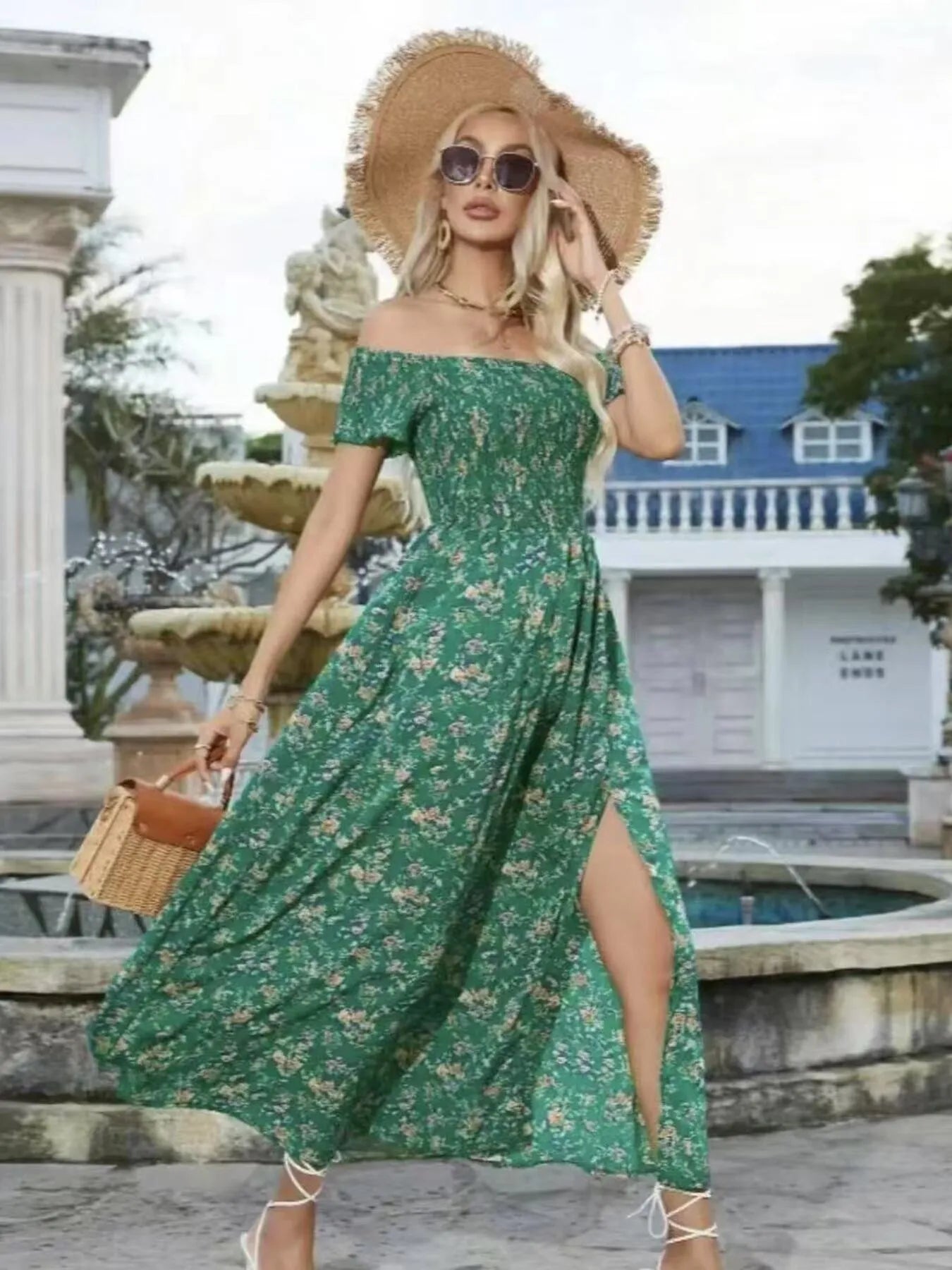 Off-Shoulder Floral Maxi Dress
