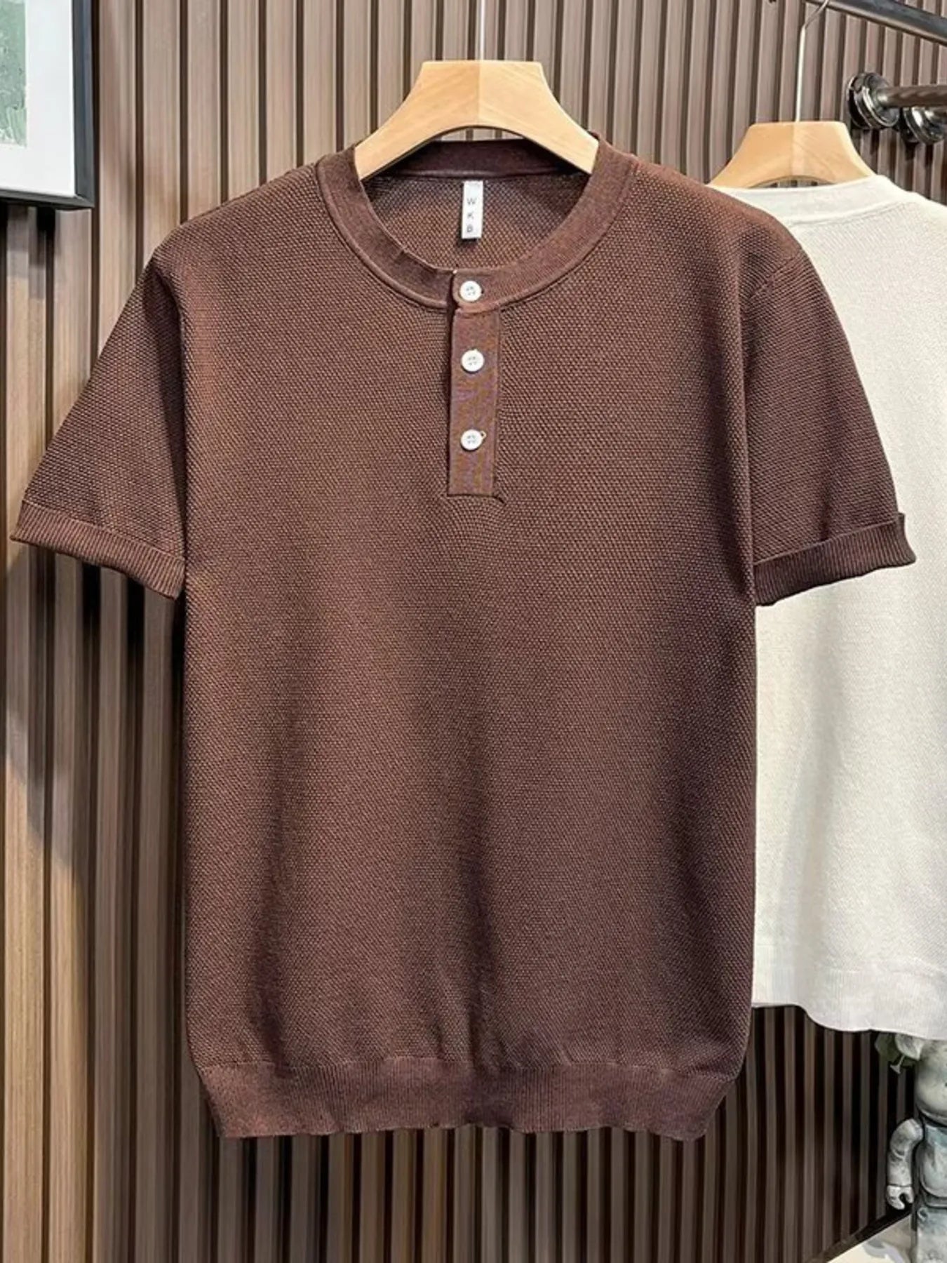 Men's Classic Short Sleeve Knit Top with Button Detail