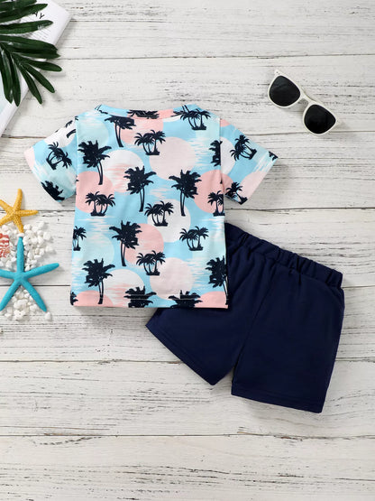 Palm Tree Print Outfit Set - Side View